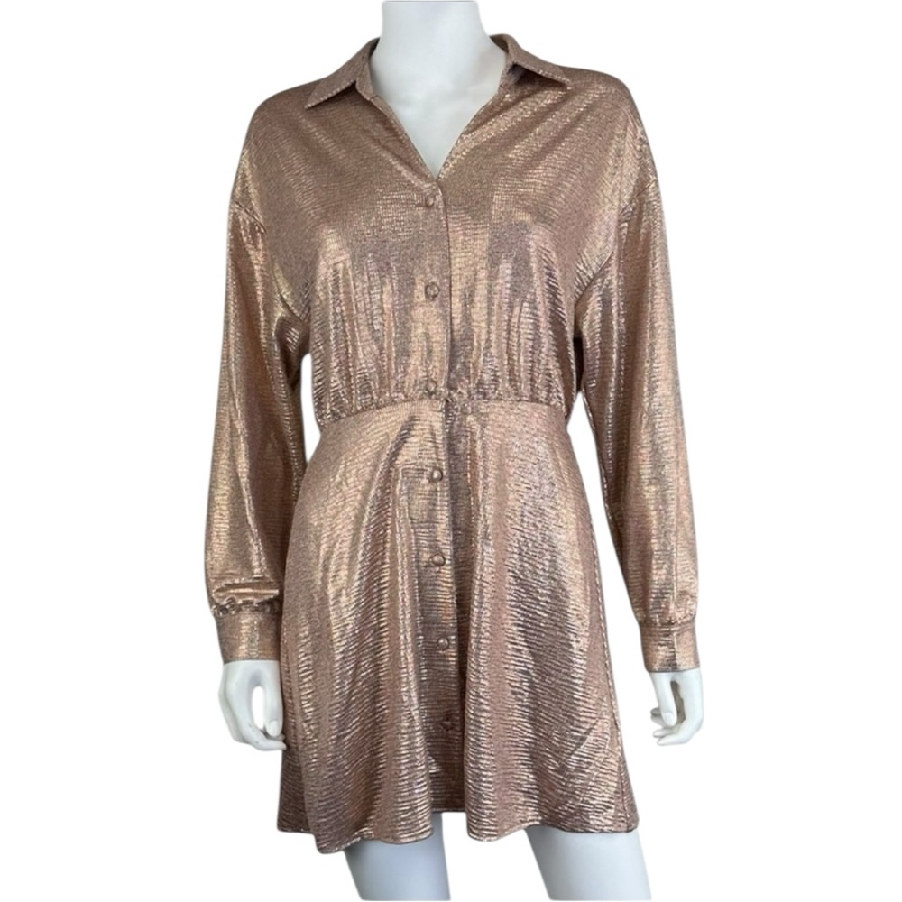 SELF CONTRAST NWT Rose Gold Mini Dress Size S F0250